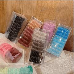 9pcs Coil Wire Hair Tie Non Slip Hair Rope Ponytail Holder