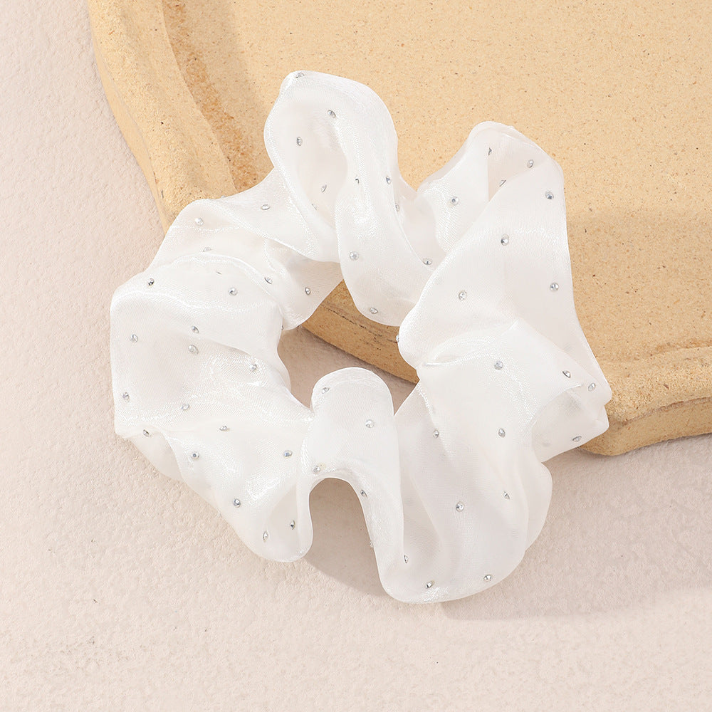 French Vintage Glitter Rhinestone Satin Hair Scrunchies For Women Girls