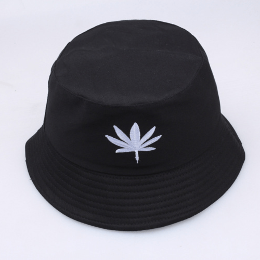 Leaf Embroidery Bucket Hats Solid Hip Hop Basin Hat Foldable Sunscreen