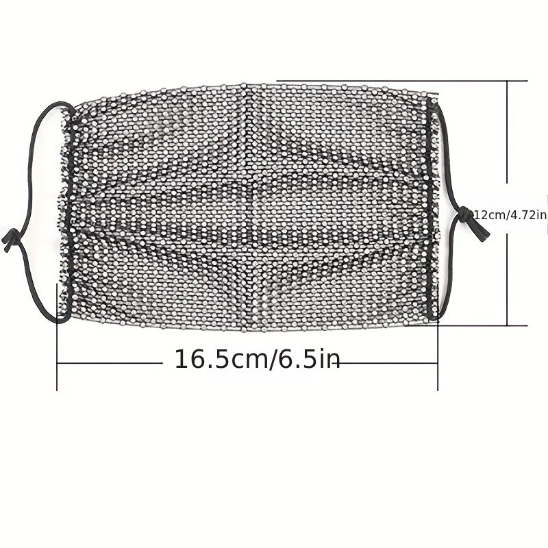 Shining Rhinestone Mesh Mask w/ Strap Nightclub Face Cover