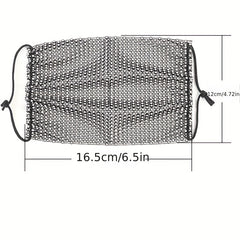 Shining Rhinestone Mesh Mask w/ Strap Nightclub Face Cover