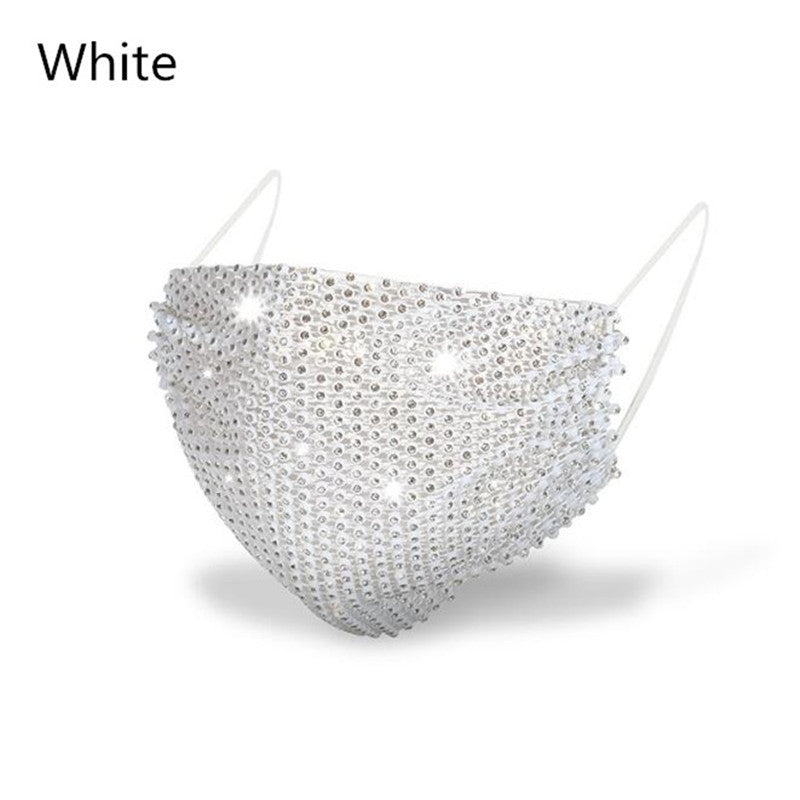 Shining Rhinestone Mesh Mask w/ Strap Nightclub Face Cover