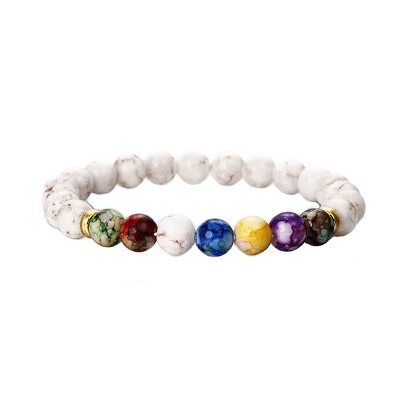 7 Chakra Stone Bracelet Yoga Balance Energy Beads Bangle
