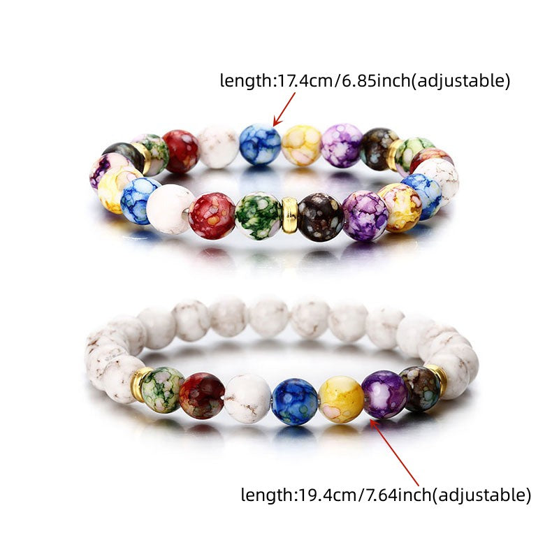 7 Chakra Stone Bracelet Yoga Balance Energy Beads Bangle