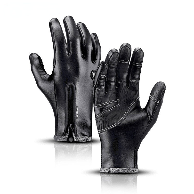 Warm Thermal Fleece Leather Gloves Windproof Waterproof Ski Snow Touch Gloves
