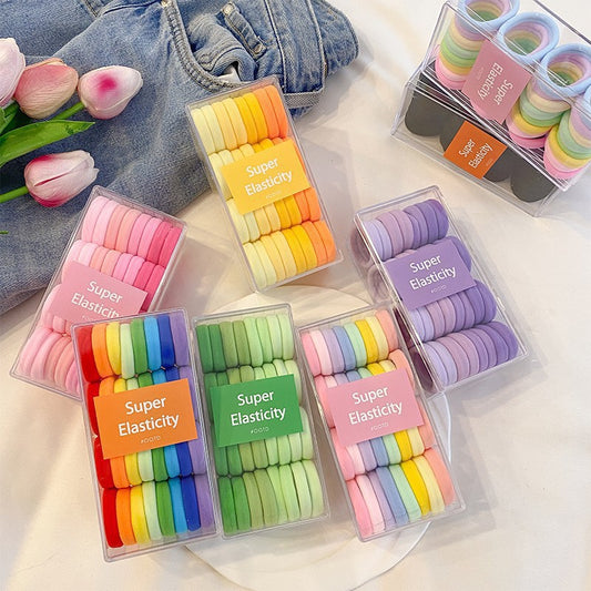 32pcs Minimalist Solid Hair Tie Elastic Polyester Hair Rope Bohemia Style