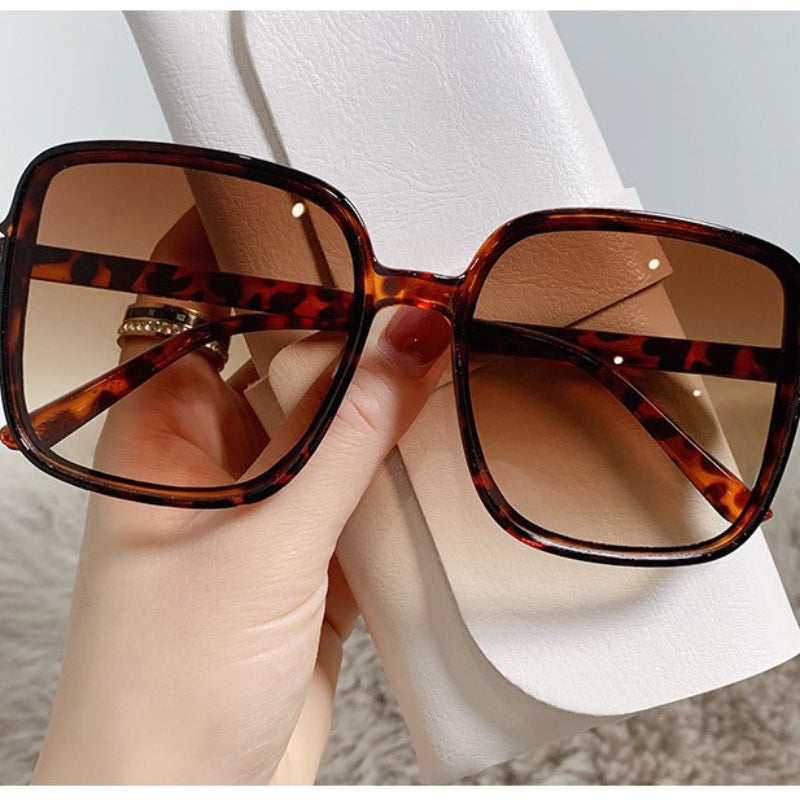 Oversized Square Sunglasses Gradient Clear Lens Eyewear
