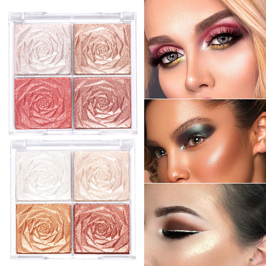 Rose Highlighter Palette with Glitter & Shimmer