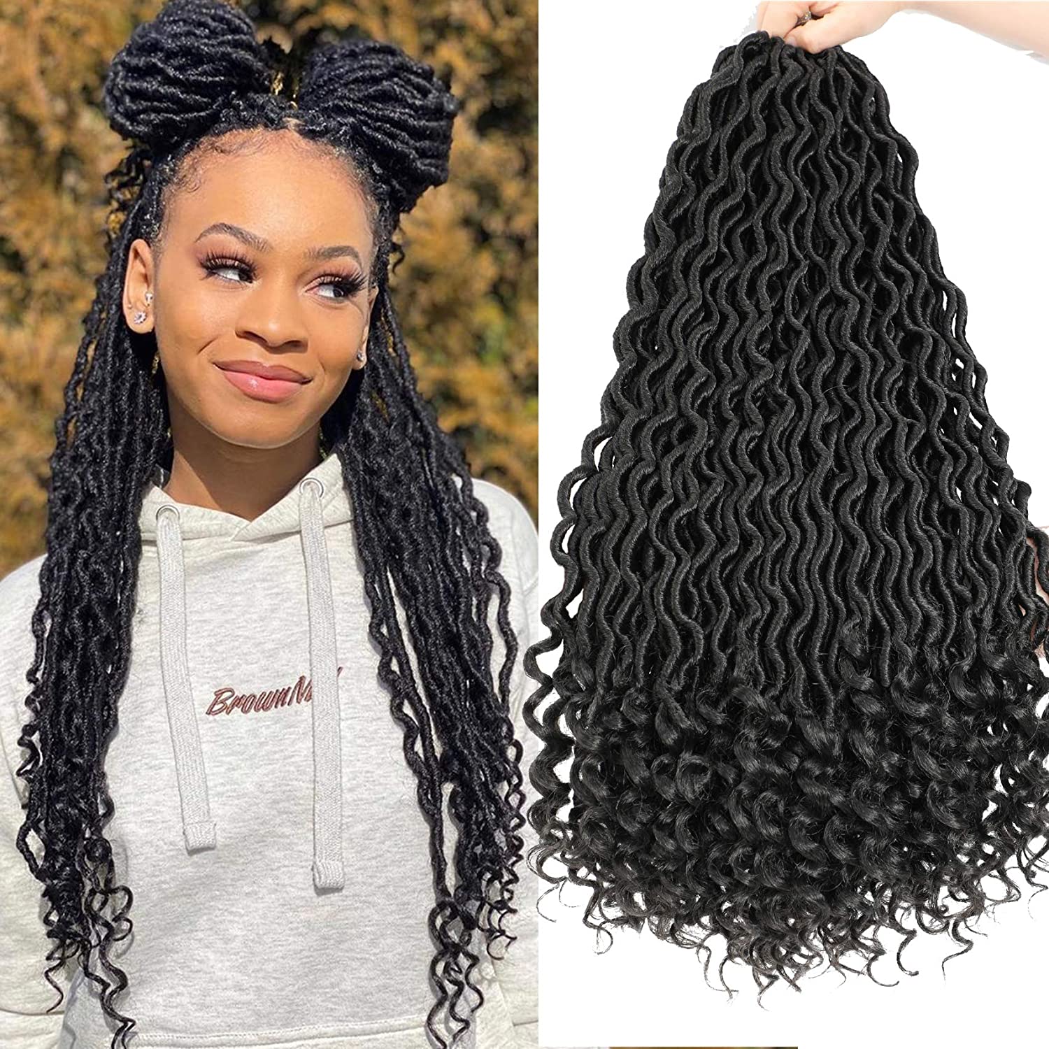 6pk 18in Ombre Long Curly Faux Locs Crochet Hair Deep Wave Braiding Hair