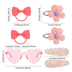 Cartoon Heart Sunglasses & Hair Accessories Set - Holiday Gift for Girls