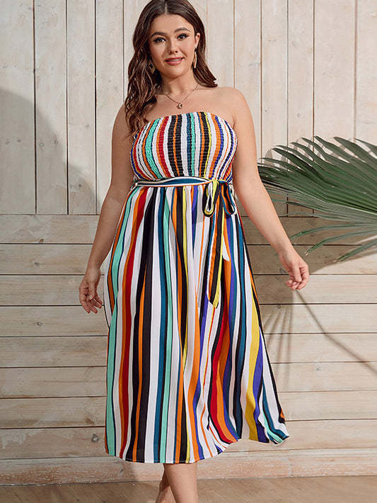  Vacay Tube Dress Women's Plus Colorful Stripe
