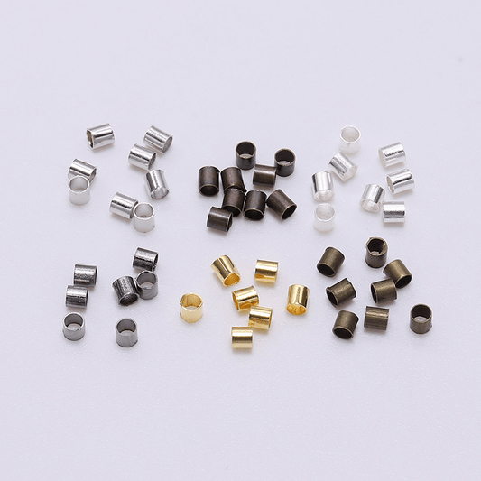 500Pcs Golden/Silver/Copper Tube Crimp End Beads for Jewelry Making