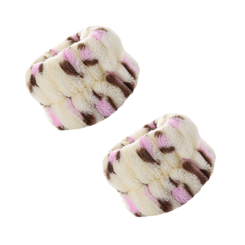 Leopard Headband & Wristband Set Plush Elastic Headscarf