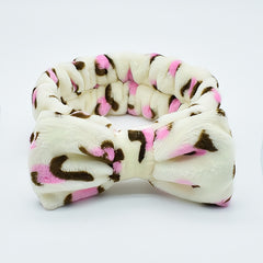 Leopard Headband & Wristband Set Plush Elastic Headscarf