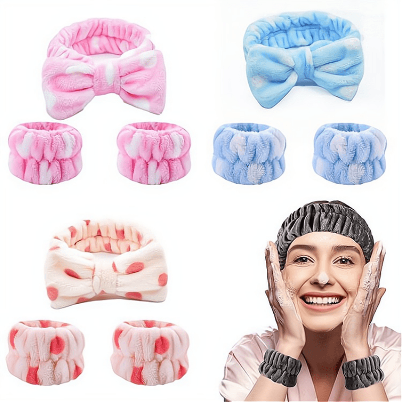 Leopard Headband & Wristband Set Plush Elastic Headscarf