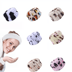 Leopard Headband & Wristband Set Plush Elastic Headscarf