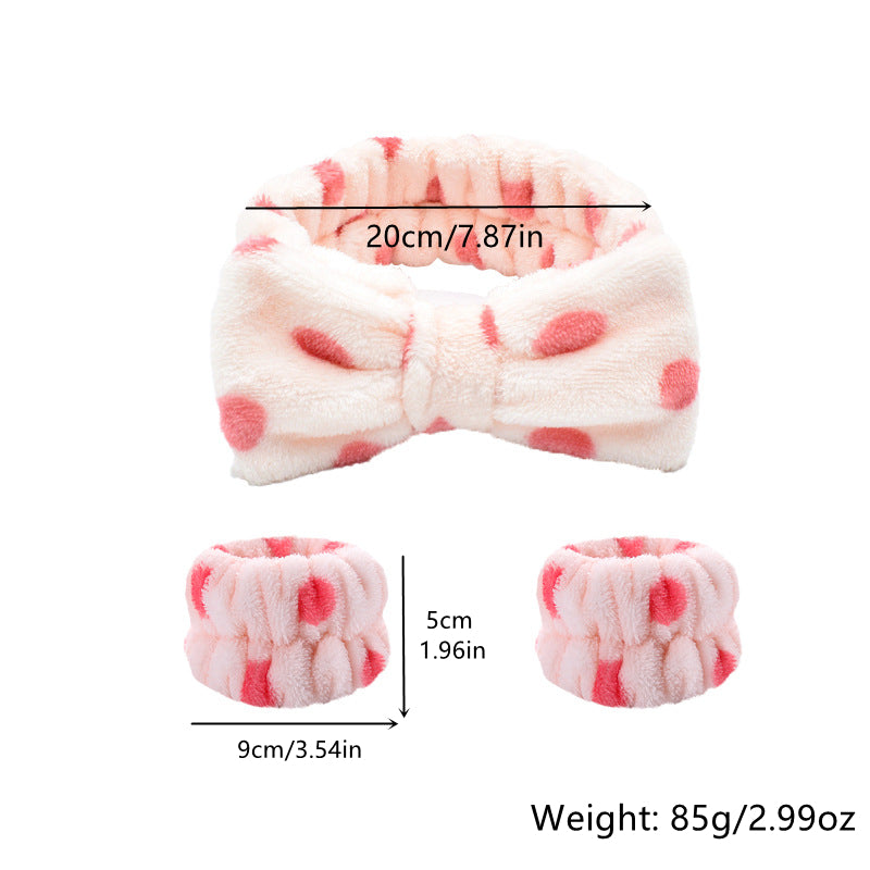 Leopard Headband & Wristband Set Plush Elastic Headscarf