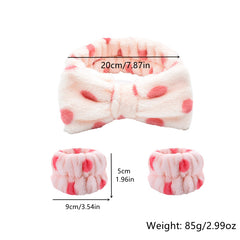 Leopard Headband & Wristband Set Plush Elastic Headscarf