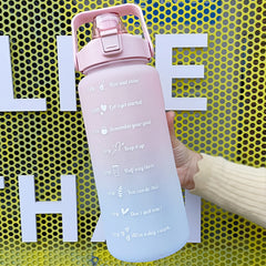 2L Gradient Water Bottle Portable Reusable Plastic Motivational Cup