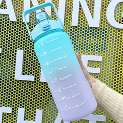 2L Gradient Water Bottle Portable Reusable Plastic Motivational Cup