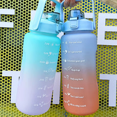 2L Gradient Water Bottle Portable Reusable Plastic Motivational Cup