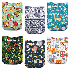 6pcs Reusable Pocket Cloth Diapers One Size for Boys & Girls