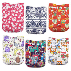 6pcs Reusable Pocket Cloth Diapers One Size for Boys & Girls