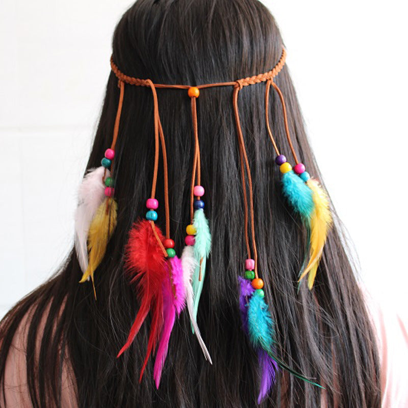 Boho Faux Leather Headband Colorful Hair Band Retro Style Hair Accessories