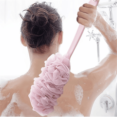 Long Handle Shower Brush with Loofah Sponge for Exfoliating Bath