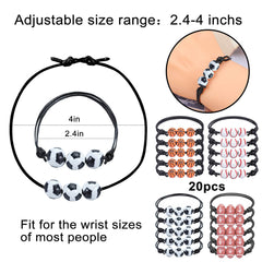 Adjustable Ball Shape Sports Bracelet with Charm Beads Woven for Students