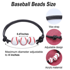 Adjustable Ball Shape Sports Bracelet with Charm Beads Woven for Students