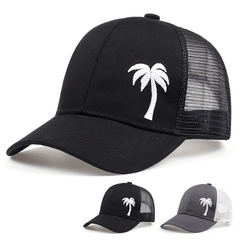 Palm Tree Embroidered Visor Cap - Breathable Baseball Cap