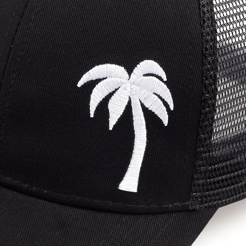 Palm Tree Embroidered Visor Cap - Breathable Baseball Cap