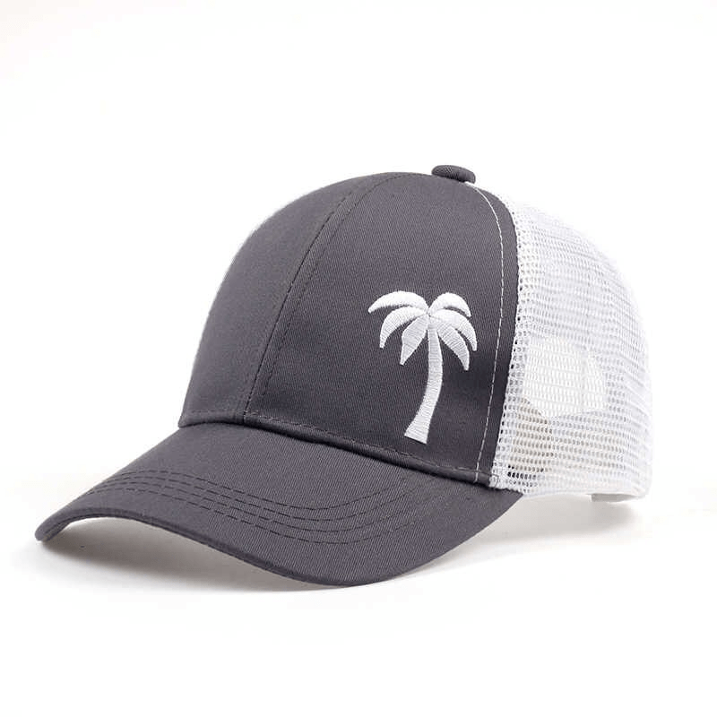 Palm Tree Embroidered Visor Cap - Breathable Baseball Cap
