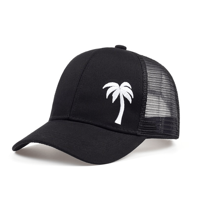 Palm Tree Embroidered Visor Cap - Breathable Baseball Cap
