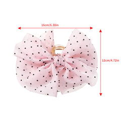Polka Dot Bow Hair Claw Large Mesh Banana Clip Clear Frame Headwear