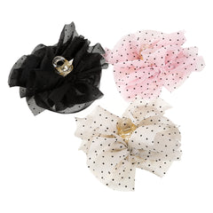 Polka Dot Bow Hair Claw Large Mesh Banana Clip Clear Frame Headwear