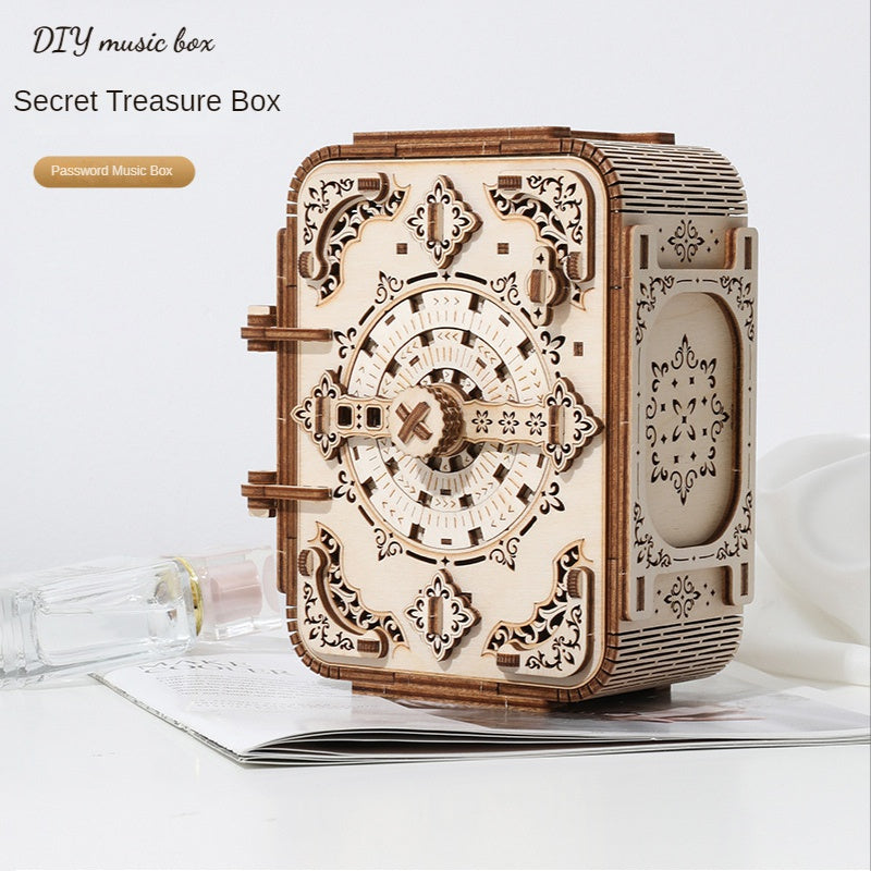 Wooden DIY Secret Treasure Box Music Box 3D Puzzle Model