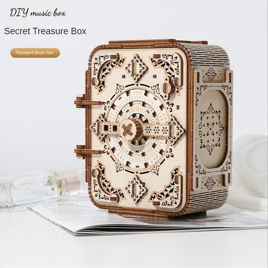 Wooden DIY Secret Treasure Box Music Box 3D Puzzle Model