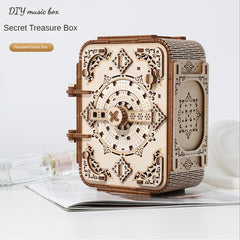 Wooden DIY Secret Treasure Box Music Box 3D Puzzle Model