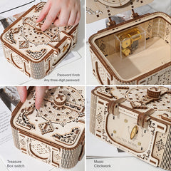 Wooden DIY Secret Treasure Box Music Box 3D Puzzle Model