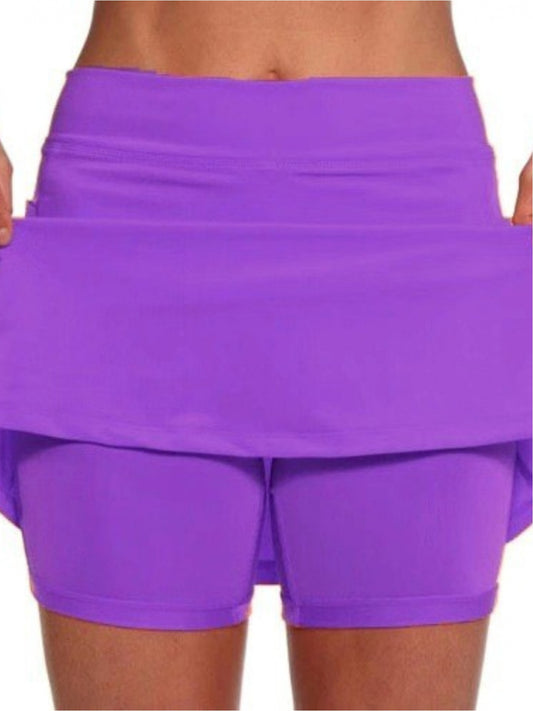 Slim Solid Skort Workout Casual Skort For Spring & Summer Women's Clothing