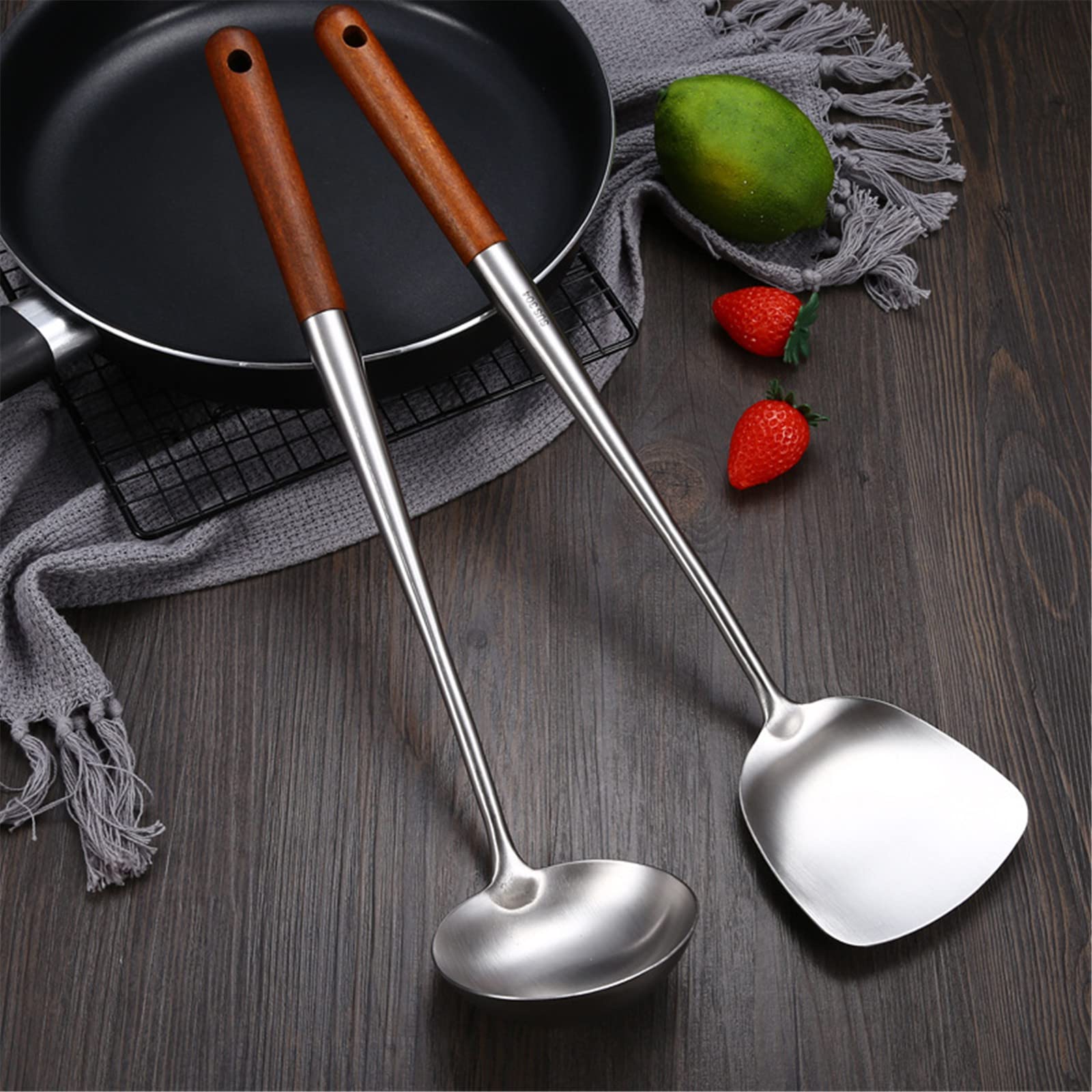 304 Stainless Steel Rosewood Wood Spatula Spoon Kitchenware