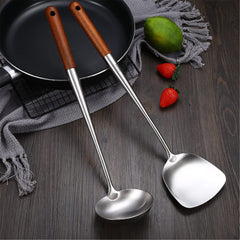304 Stainless Steel Rosewood Wood Spatula Spoon Kitchenware