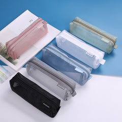 Transparent Mesh Pencil Case Large Capacity Portable Storage