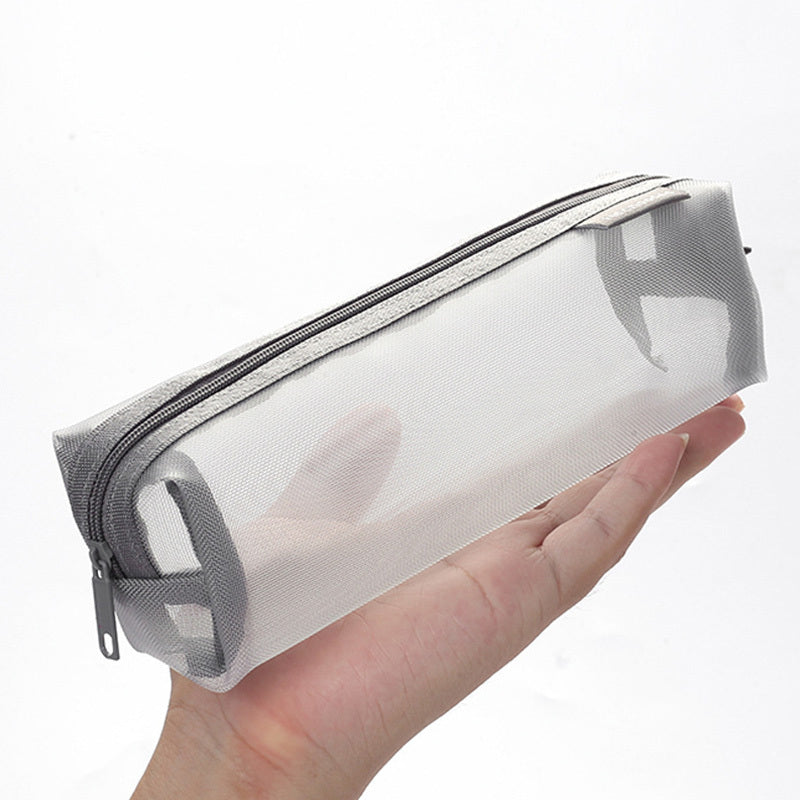 Transparent Mesh Pencil Case Large Capacity Portable Storage