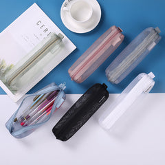 Transparent Mesh Pencil Case Large Capacity Portable Storage