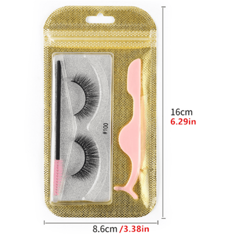 3D Thick Curling False Eyelashes Set with Tweezers & Brush