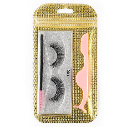 3D Thick Curling False Eyelashes Set with Tweezers & Brush