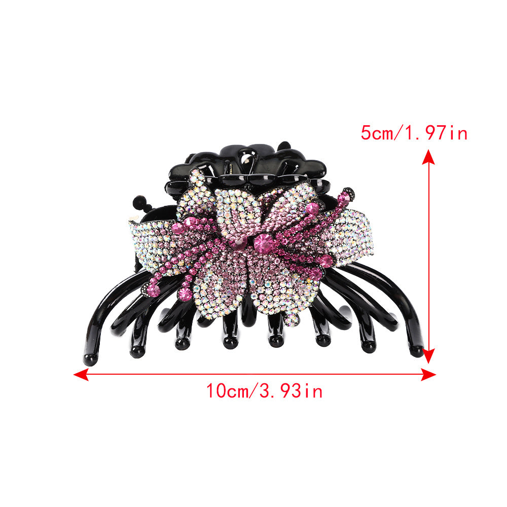 Rhinestone & Flower Hair Claw Vintage Banana Clip Headwear